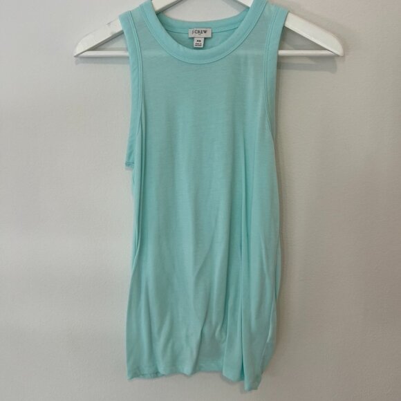J.Crew Vintage Cotton Knot-Back Tank Top XS Mint Green Muscle Tee - Picture 2 of 4